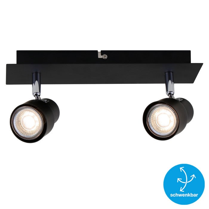 Applique 2 spot moderno nero Rock led - BRILONER - 34277271765208