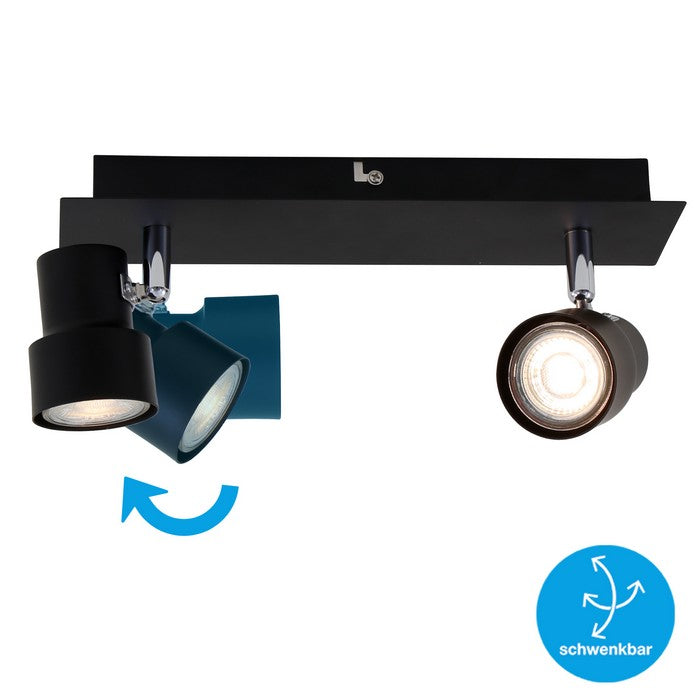 Applique 2 spot moderno nero Rock led - BRILONER - 34277271797976