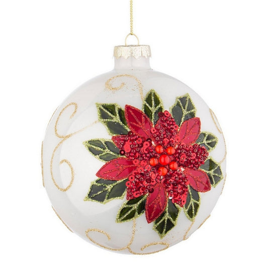 Palla di Natale in vetro con fiore di poinsezia - Poinsezia - BIZZOTTO - 35959238557912