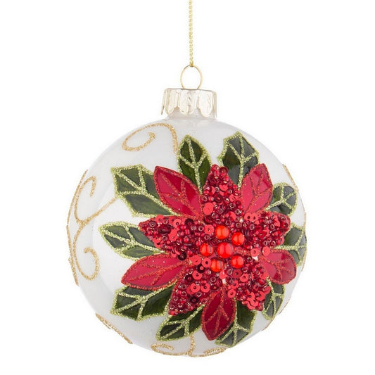 Palla di Natale in vetro con fiore di poinsezia - Poinsezia - BIZZOTTO - 35959238557912