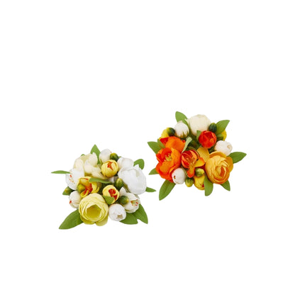 Corona decorativa con fiori artificiali - Ranuncoli
