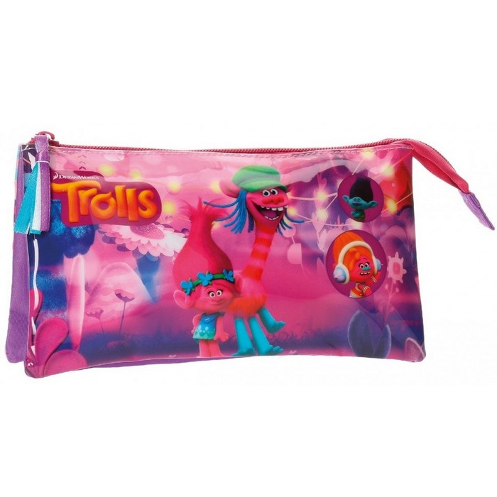 Astuccio a bustina 3 scomparti - Trolls - INGRO CART - 34277315510488