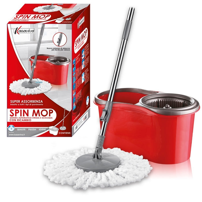 Spin mop con ricambi rosso - KASAVIVA - 34277359091928