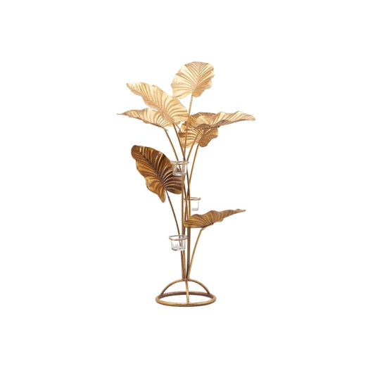 Portacandela con foglie oro - Calla - EDG - 34264540086488