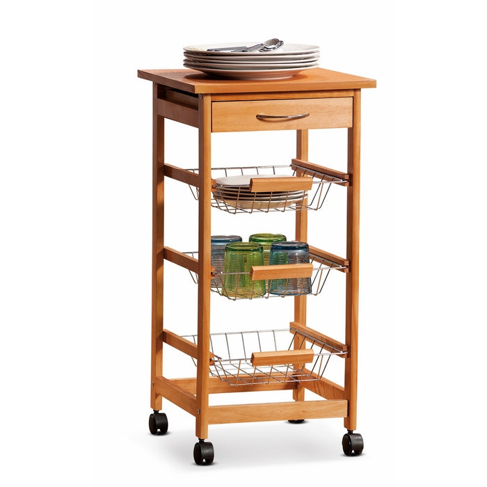 Carrello da cucina noce con cassetto e cestelli - AD TREND - 34275945251032