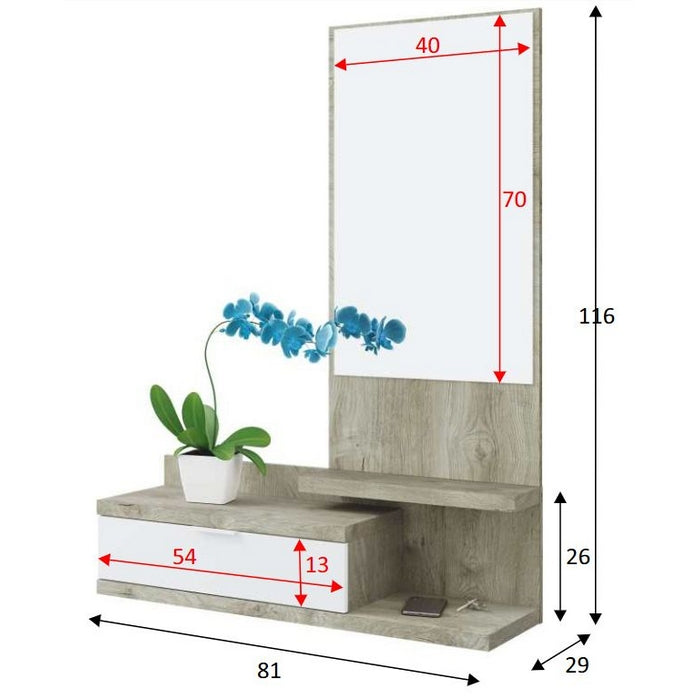 Mobile da ingresso Dahlia con cassetto e specchio - FORES - 34264569446616