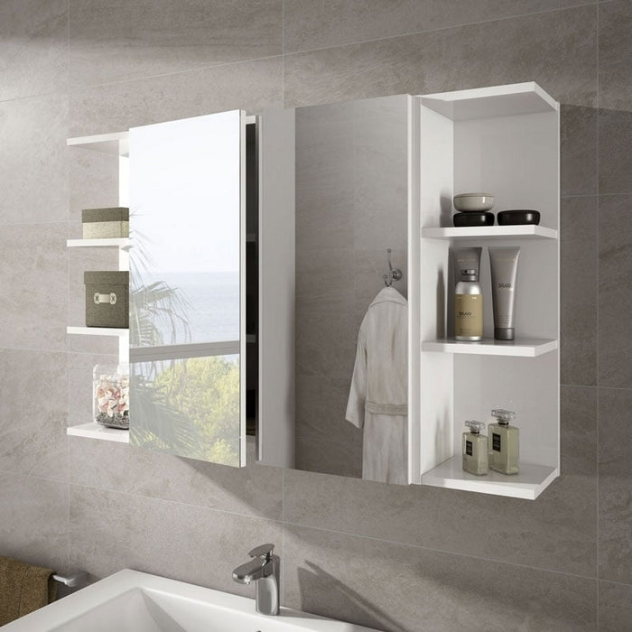 Armadietto da bagno con specchio bianco - FORES - 34259569017048