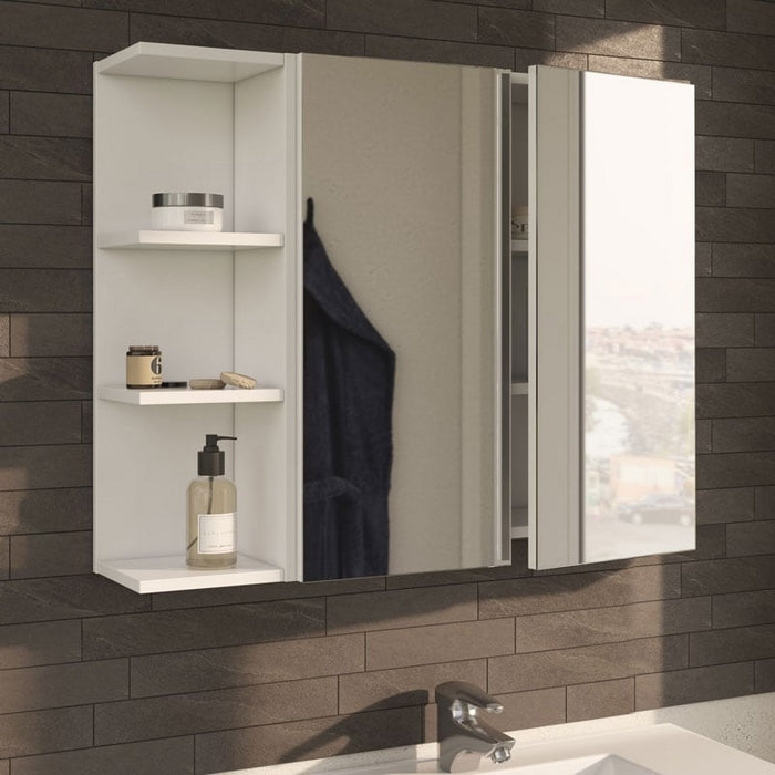 Armadietto da bagno con specchio bianco - FORES - 34259569115352