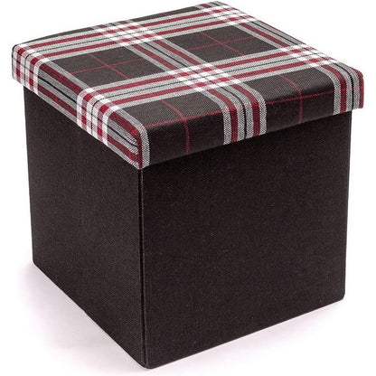 Pouf poggiapiedi contenitore in tessuto 38 cm - Tartan