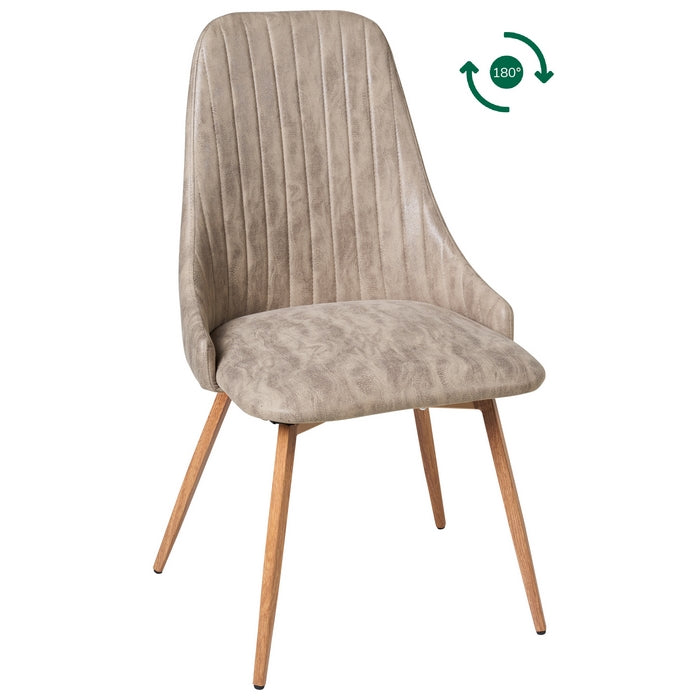 Sedia Terese giro 180 in pelle con gambe in legno - NOVITA' HOME - 34259630325976