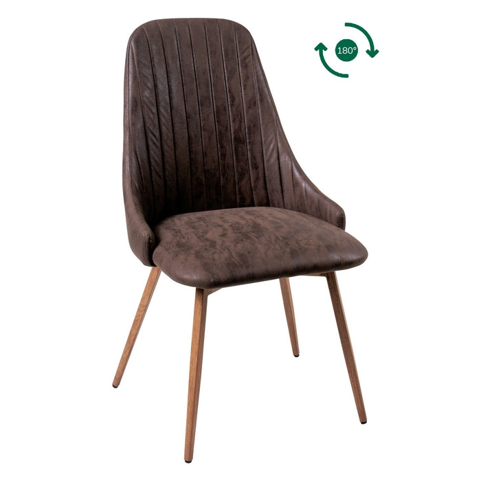 Sedia Terese giro 180 in pelle con gambe in legno - NOVITA' HOME - 34259631538392