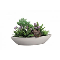 Vaso decorativo con piantine grasse artificiali