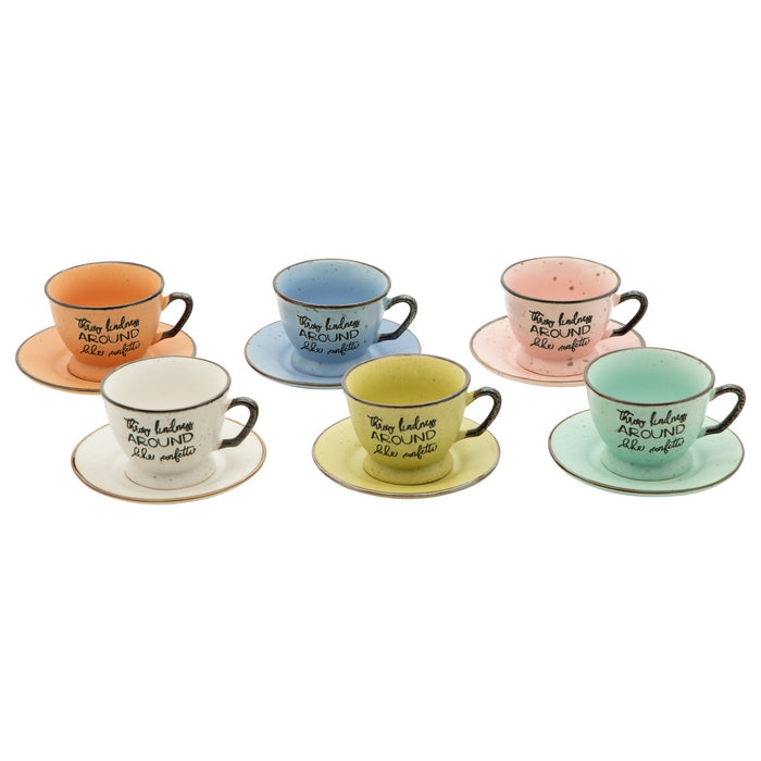 Set 6 tazzine colorate con piattino - Morning - CASA COLLECTION - 34276207165656