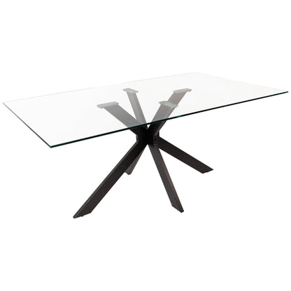 Tavolo con top in vetro e gambe nere 180x100 - Breeze