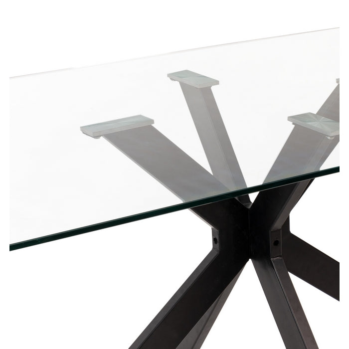 Tavolo con top in vetro e gambe nere 180x100 - Breeze - CASA COLLECTION - 34268557574360