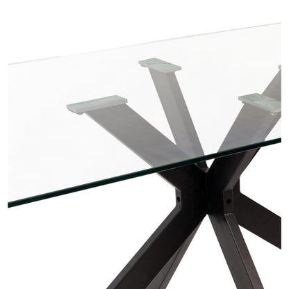 Tavolo con top in vetro e gambe nere 180x100 - Breeze