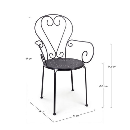 Sedia in metallo con braccioli Etienne