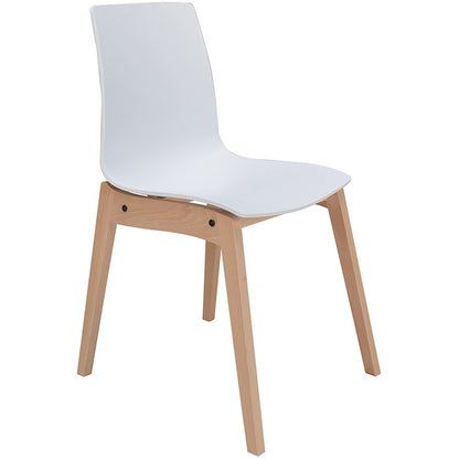 Sedia scandinava con gambe in legno e seduta in polipropilene - Candy Wood