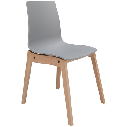 Sedia scandinava con gambe in legno e seduta in polipropilene - Candy Wood