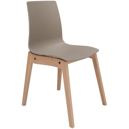 Sedia scandinava con gambe in legno e seduta in polipropilene - Candy Wood