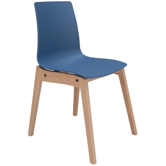 Sedia scandinava con gambe in legno e seduta in polipropilene - Candy Wood - GRAND SOLEIL - 34259778011352