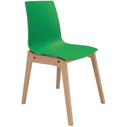 Sedia scandinava con gambe in legno e seduta in polipropilene - Candy Wood