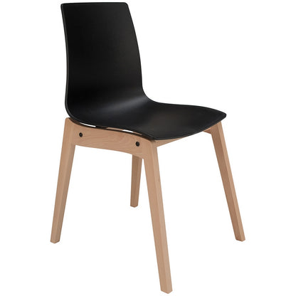 Sedia scandinava con gambe in legno e seduta in polipropilene - Candy Wood