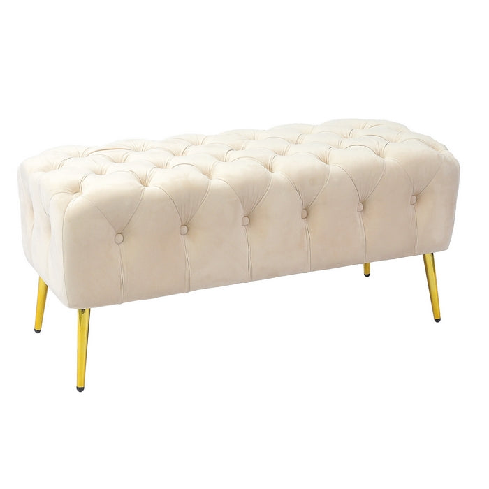 Pouf in velluto con gambe in ferro dorato - Evora - AD TREND - 34265276874968