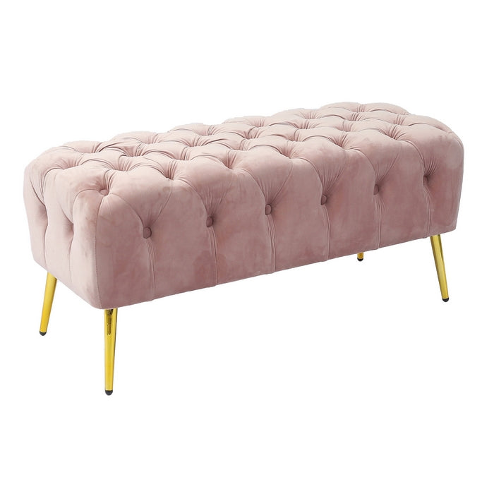 Pouf in velluto con gambe in ferro dorato - Evora - AD TREND - 34259820773592