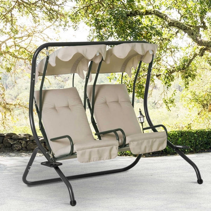 Dondolo da giardino a 2 sedute separate tortora - Twin - CASA COLLECTION - 34318637695192