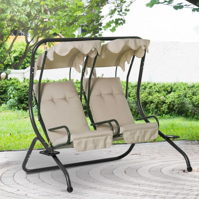 Dondolo da giardino a 2 sedute separate tortora - Twin - CASA COLLECTION - 34318638285016