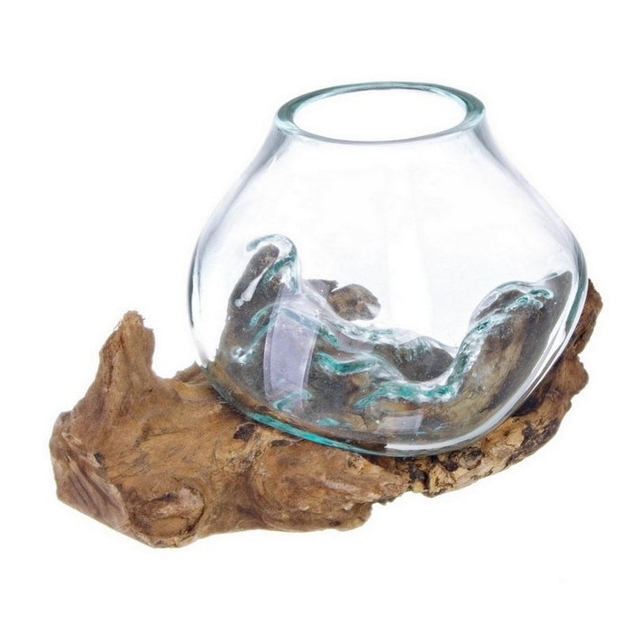 Radice in legno naturale con vaso in vetro - Nat - BIZZOTTO - 34265845727448