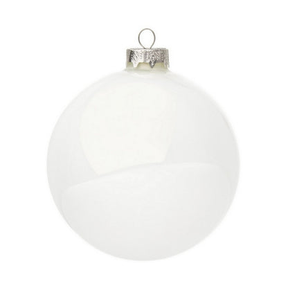 Palla di Natale in vetro bianco lucido