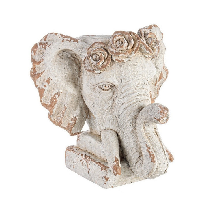 Porta vaso a forma di testa di elefante in magnesia 43 cm - BIZZOTTO - 34318675083480