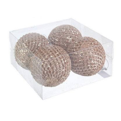 Set 4 sfere di Natale per decorazione champagne 10 cm - Evelyn