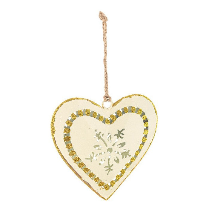 Pendaglio natalizio a forma di cuore bianco e oro - Flaky - BIZZOTTO - 35975760117976