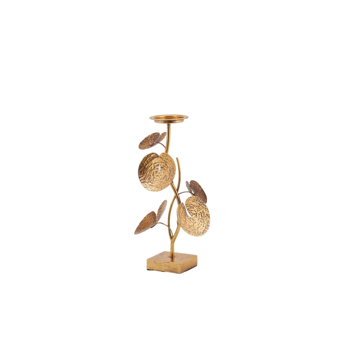 Portacandela in metallo con foglie di Ninfea - EDG - 34268886073560