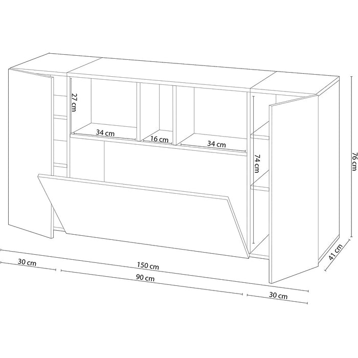 Credenza da soggiorno con 3 ante - Tamiko - FORES - 34266628620504