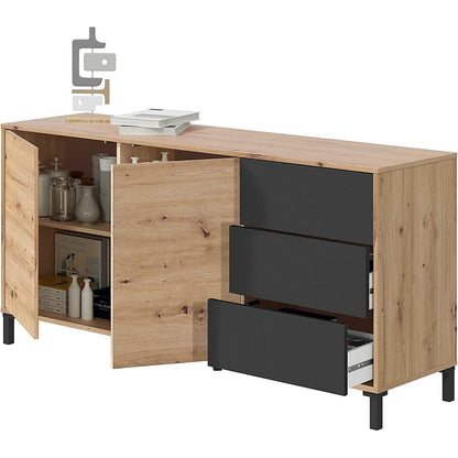 Credenza 2 ante e 3 cassetti - Booklyn