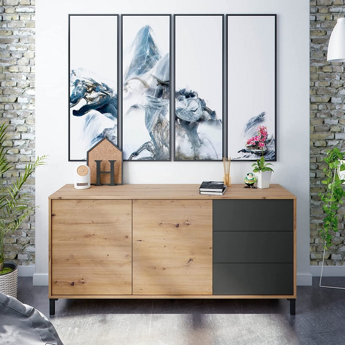 Credenza 2 ante e 3 cassetti - Booklyn - FORES - 34266635305176