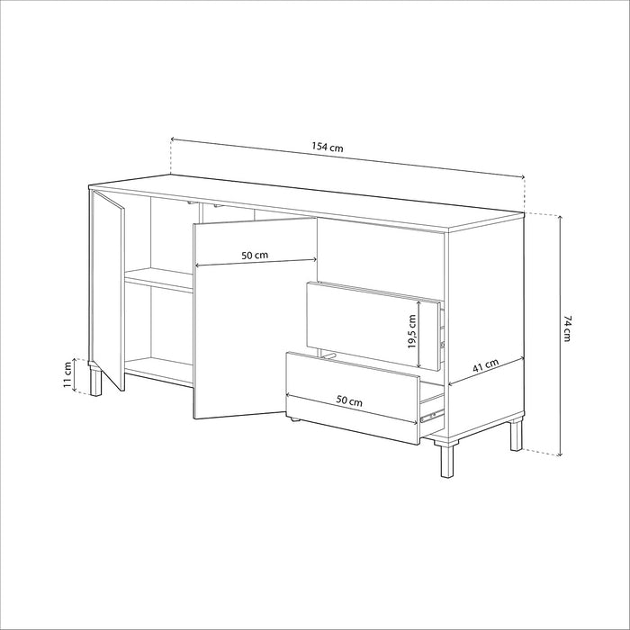 Credenza 2 ante e 3 cassetti - Booklyn - FORES - 34266636517592