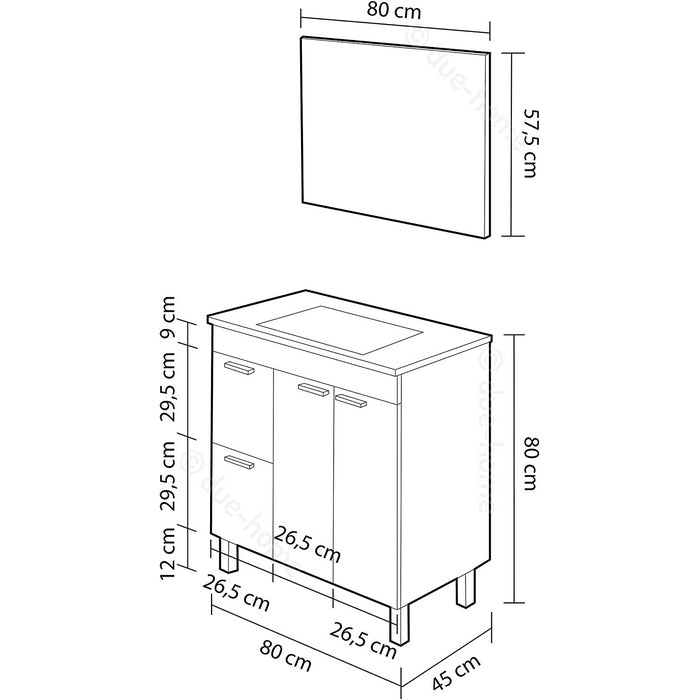 Mobile sottolavabo da bagno con 2 ante e cassetti con specchio - FORES - 34269184262360