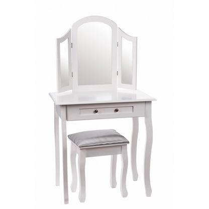 Petineuse con sgabello shabby bianco