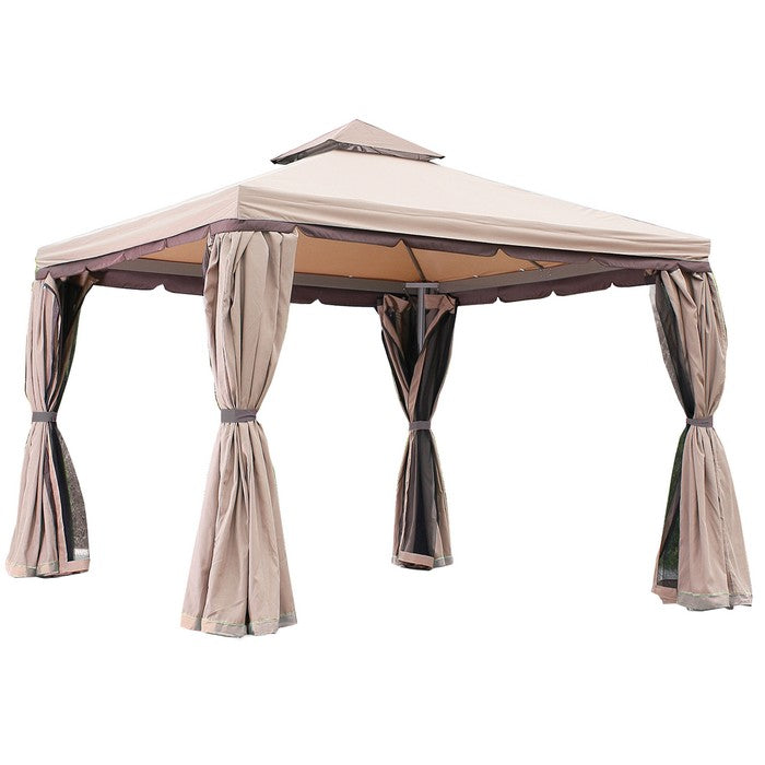 Gazebo da giardino in alluminio con copertura in poliestere con tende Best Pet House