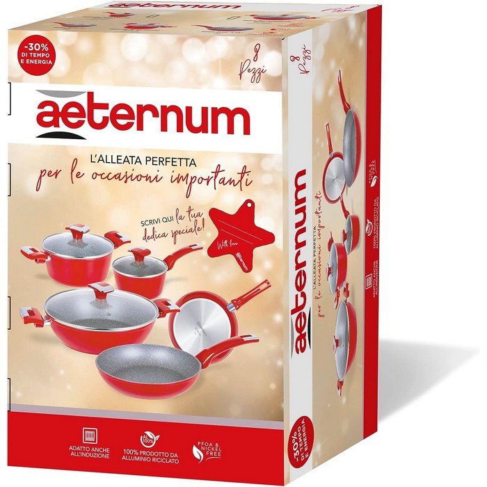 Batteria da cucina red 8 pezzi petravera Sparkling - Aeternum - BIALETTI - 34276734009560