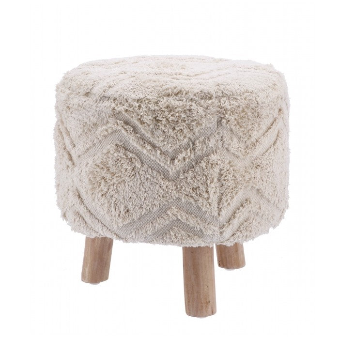 Pouf tondo in tessuto con gambe in legno - AD TREND - 35561742565592