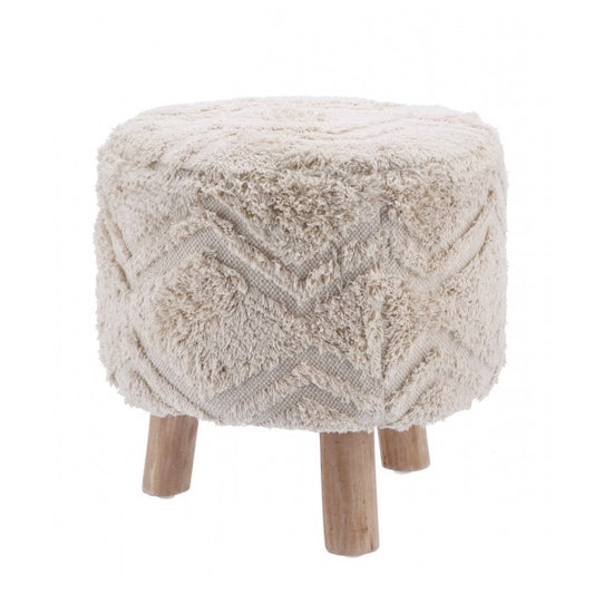 Pouf tondo in tessuto con gambe in legno - AD TREND - 