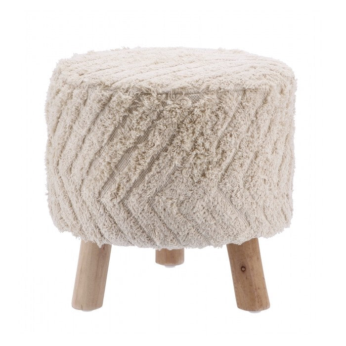 Pouf tondo in tessuto con gambe in legno - AD TREND - 35561747415256