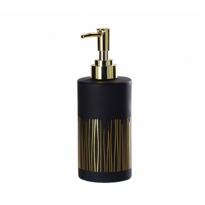 Dispenser per sapone in vetro nero con decorazione oro - AD TREND - 35562015981784