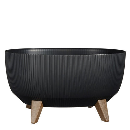 Porta-vaso ovale con gambe in legno